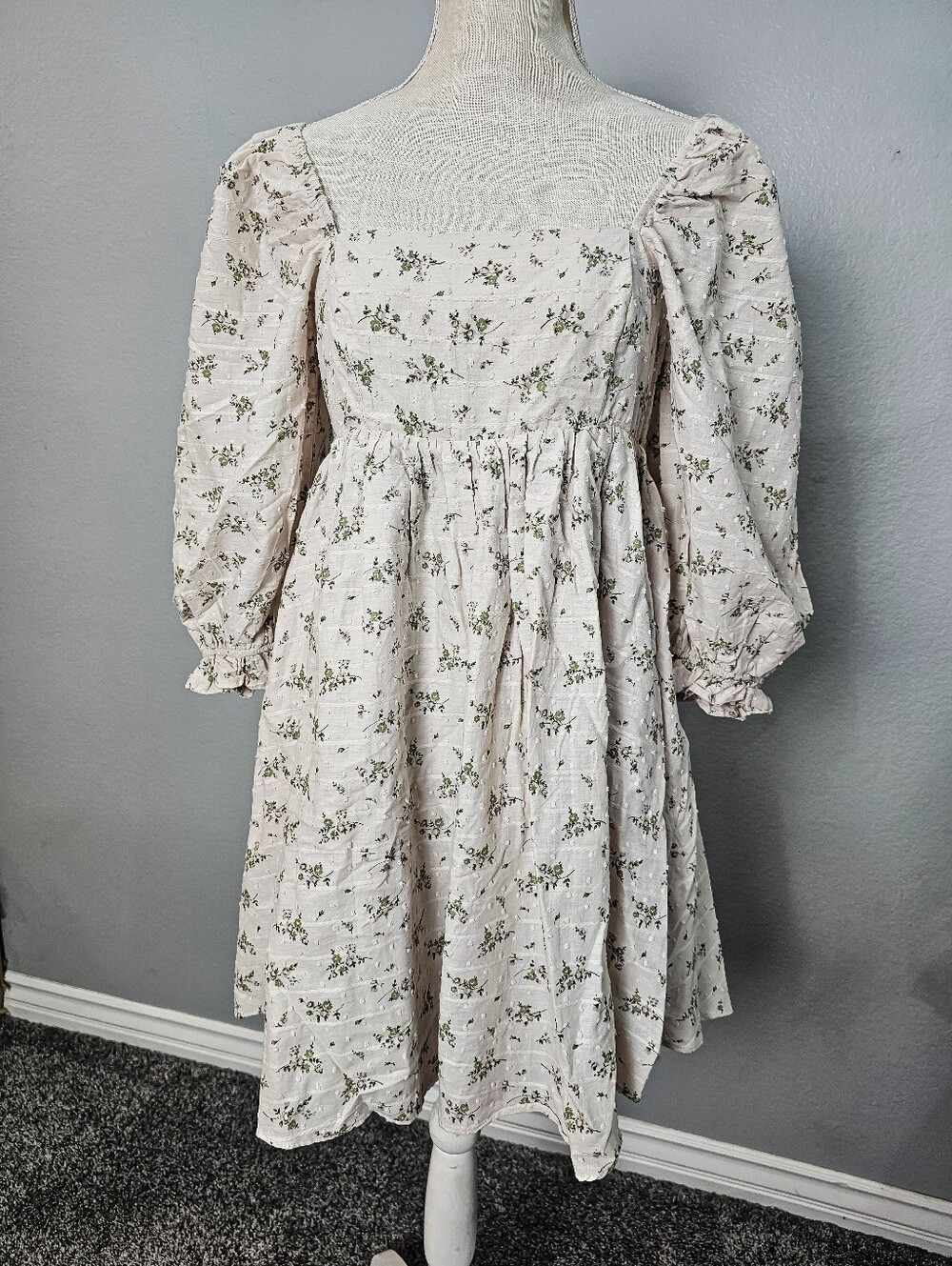 Storia Babydoll Puff Short Sleeve Mini Dress Medium Cottagecore